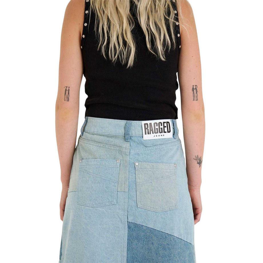 THE RAGGED PRIEST Jupe Longue Denim Design Patchwork  