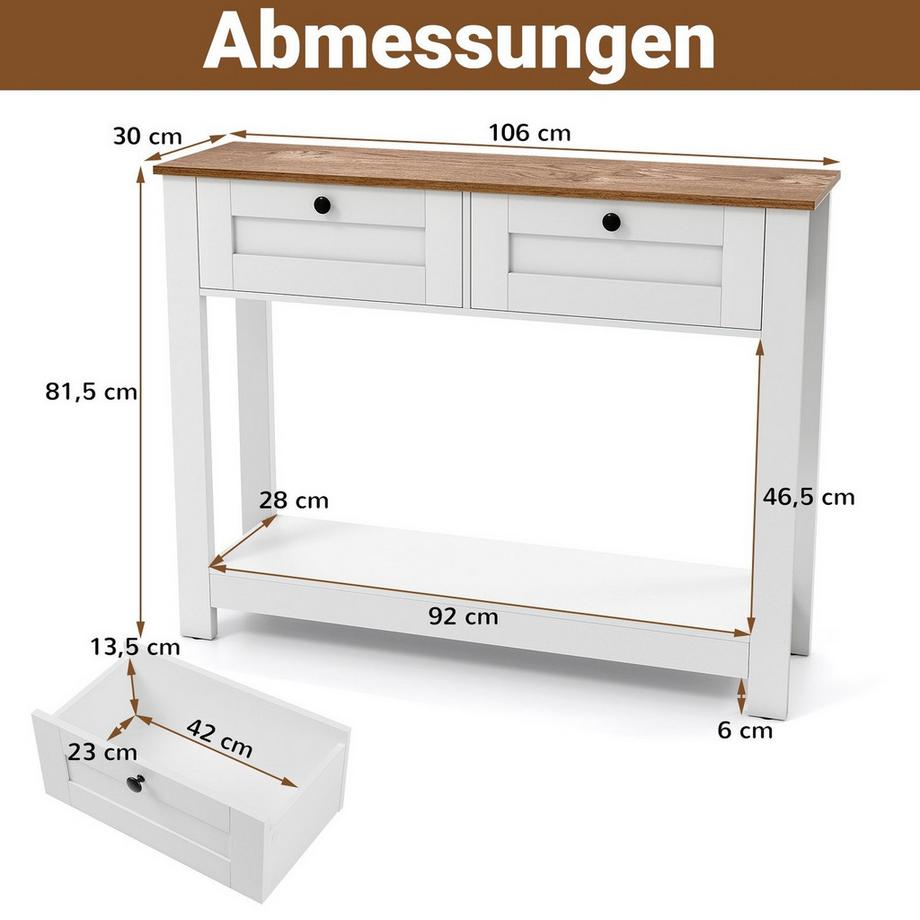 Northix Table console avec tiroirs  