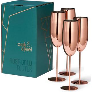 Oak & steel Edelstahl Sektgläser Rosegold 4er-Set  