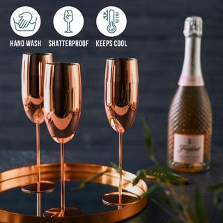 Oak & steel Edelstahl Sektgläser Rosegold 4er-Set  