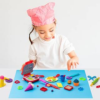 Activity-board  Plastilin-Set Knetwerkzeuge für Kinder, Zubehör Schaffung Frühstück Burger & Pasta, Formen Rollen Nudelholz, Knetmatte mit Aufbewahrungstasche 