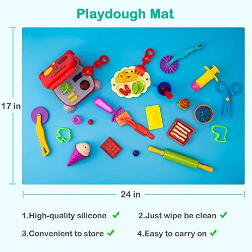 Activity-board  Plastilin-Set Knetwerkzeuge für Kinder, Zubehör Schaffung Frühstück Burger & Pasta, Formen Rollen Nudelholz, Knetmatte mit Aufbewahrungstasche 