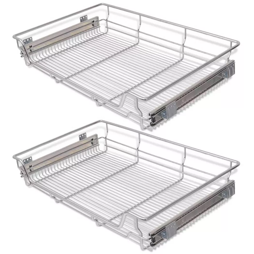 VidaXL - Einbauschublade korbauszug 2 stk. metall, One Size, Silber