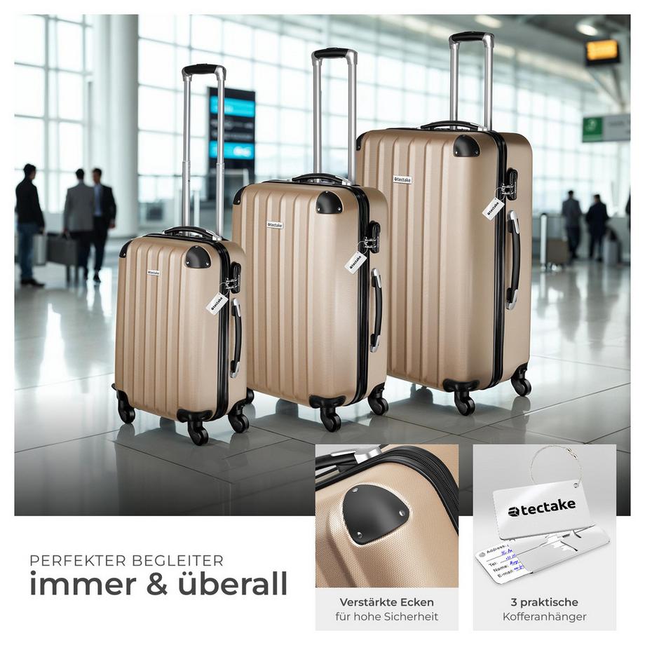Tectake  Ensemble de 3 valises TALIA 3 pièces en ABS robuste, balance à bagages et étiquette 