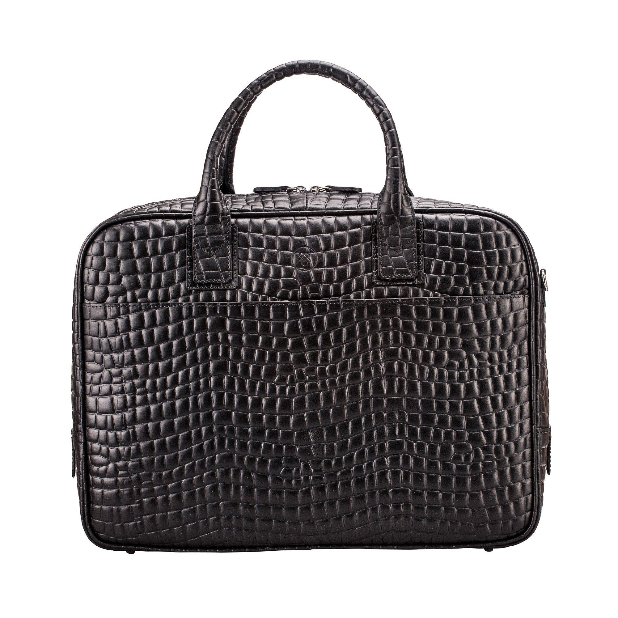 Maxwell Scott  Le Calvino Croco Sacoche moderne pour ordinateur en cuir croco 