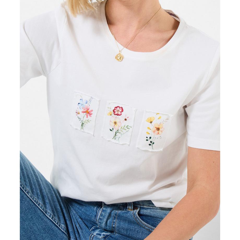 T-shirt à motif patch floral