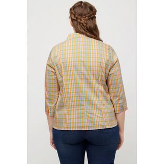 Ulla Popken Blusa Quadri Slim Fit Collo Montante Maniche 3/4  