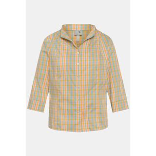 Ulla Popken Blusa Quadri Slim Fit Collo Montante Maniche 3/4  