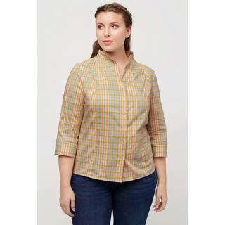 Ulla Popken Blusa Quadri Slim Fit Collo Montante Maniche 3/4  