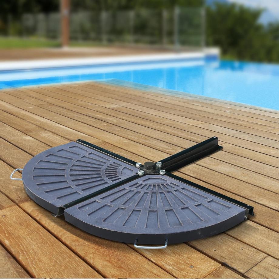Northio 2 Pièces. Jeu De Poids Pour Pied De Parasol Plaque Pied De Parasol Pied De Parasol Demi Rond Avec Poignée Résine Synthétique + Métal Bronze 30 Kg  