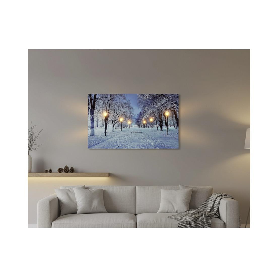 Dameco Image LED sur toile  Paysage hivernal  