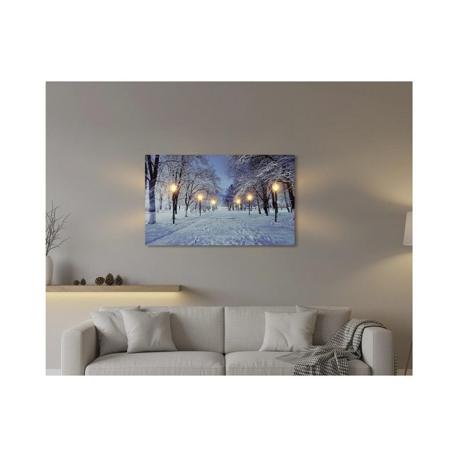 Dameco LED Bild aus Canvas  Winterlandschaft  