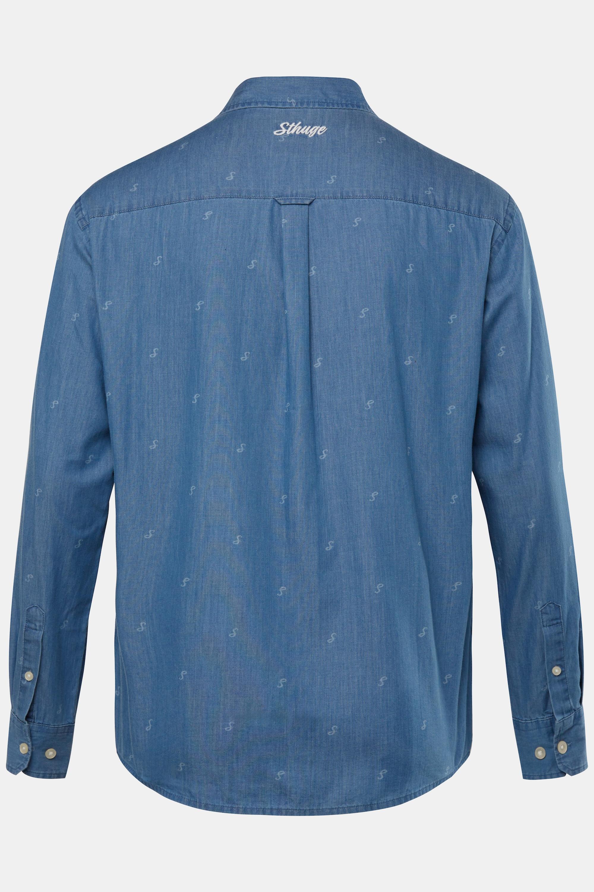 Sthuge  Chemise en jean à manches longues. Imprimé all-over et col Kent. Coupe Modern Fit - jusqu'au 8&nbsp;XL 