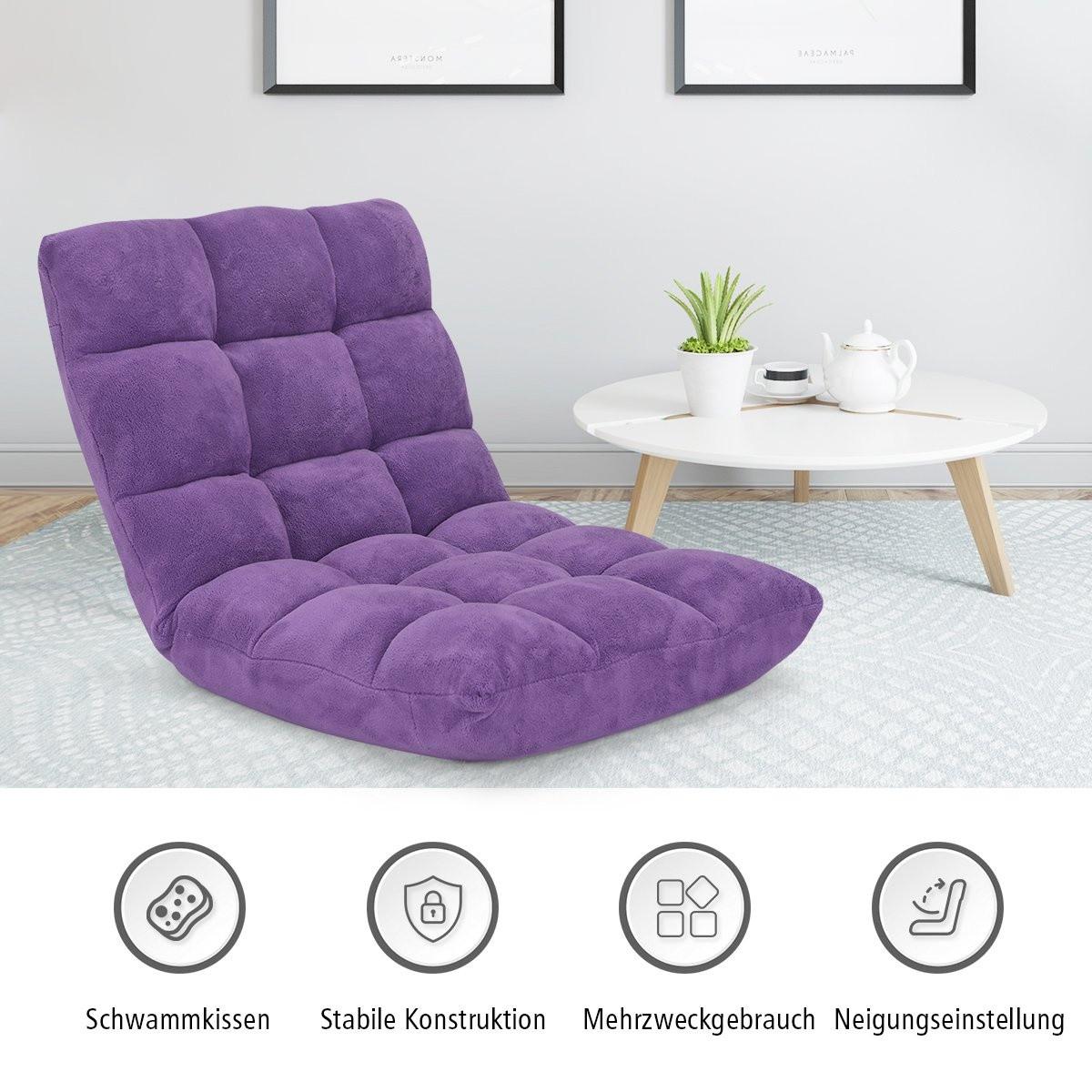 Northio Chaise de sol avec dossier réglable Chaise de sol avec dossier 105 x 59 x 15 cm violet  