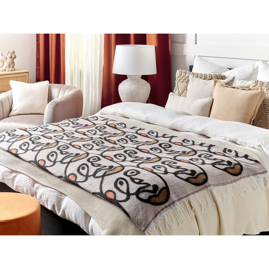 Beliani Couverture Douillette en Acrylique Boho Jamune  