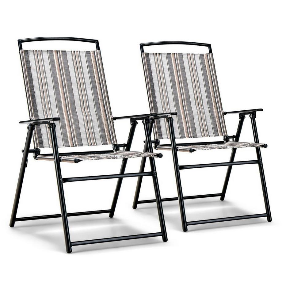 Northio 2er Set Gartenstühle Klappstühle mit Armlehnen 51 x 61,5 x 92 cm Grau  