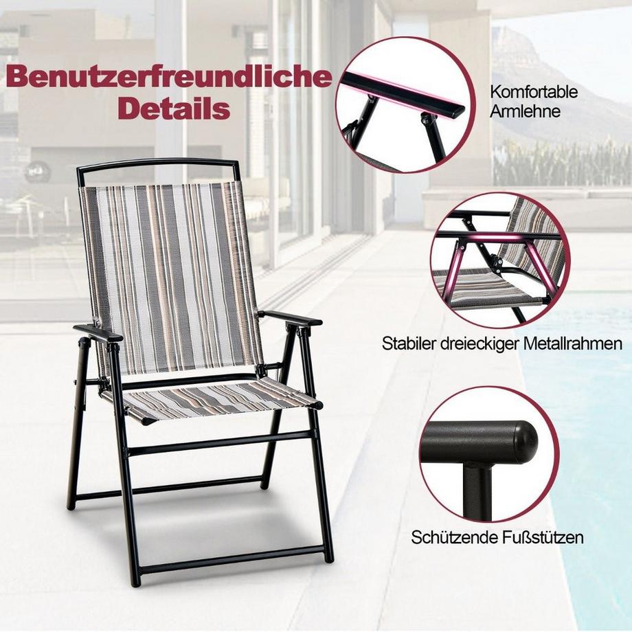 Northio 2er Set Gartenstühle Klappstühle mit Armlehnen 51 x 61,5 x 92 cm Grau  