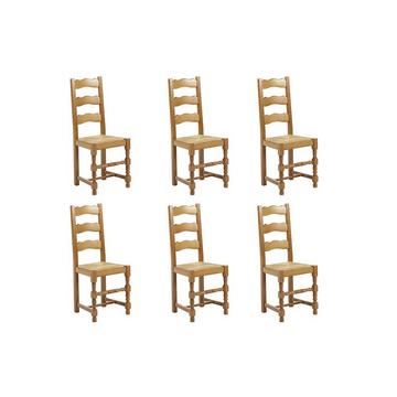 Lot de 6 chaises SEGUIN Hêtre massif assise en paille de seigle