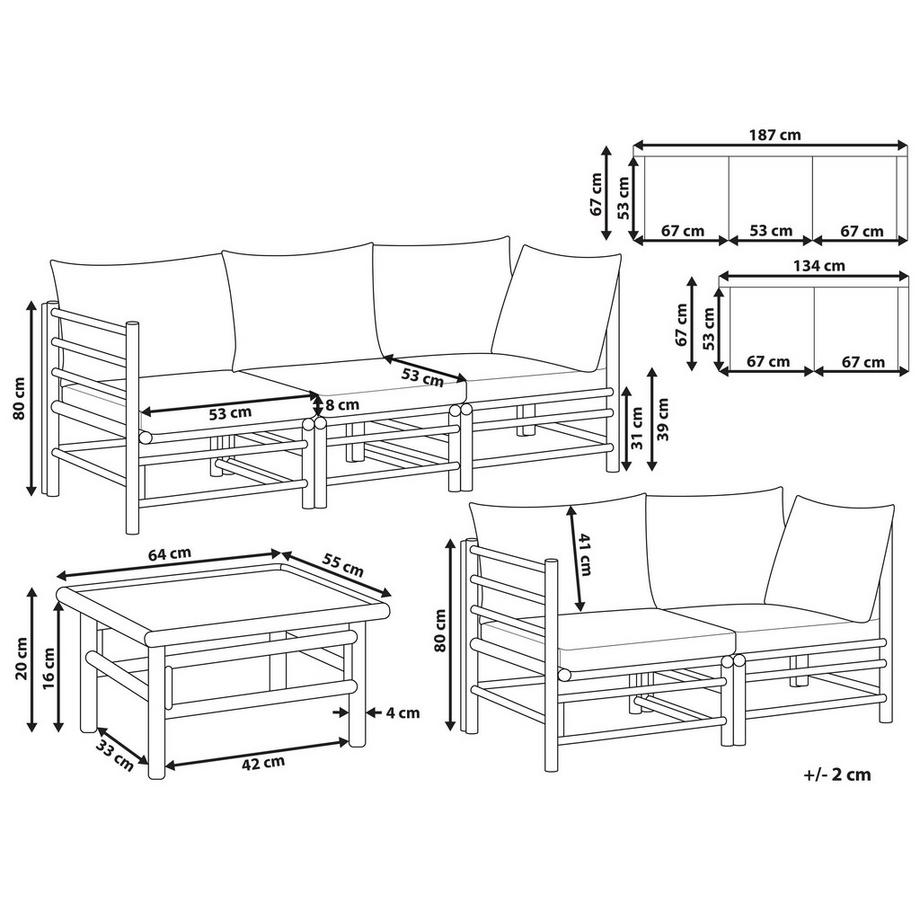 Beliani Ensemble de salon avec table en Bambou  CERRETO  