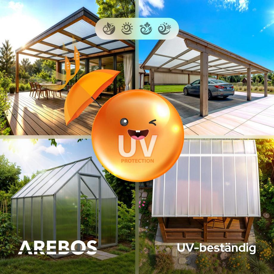 Arebos Polycarbonat Hohlkammerplatten Doppelstegplatten  