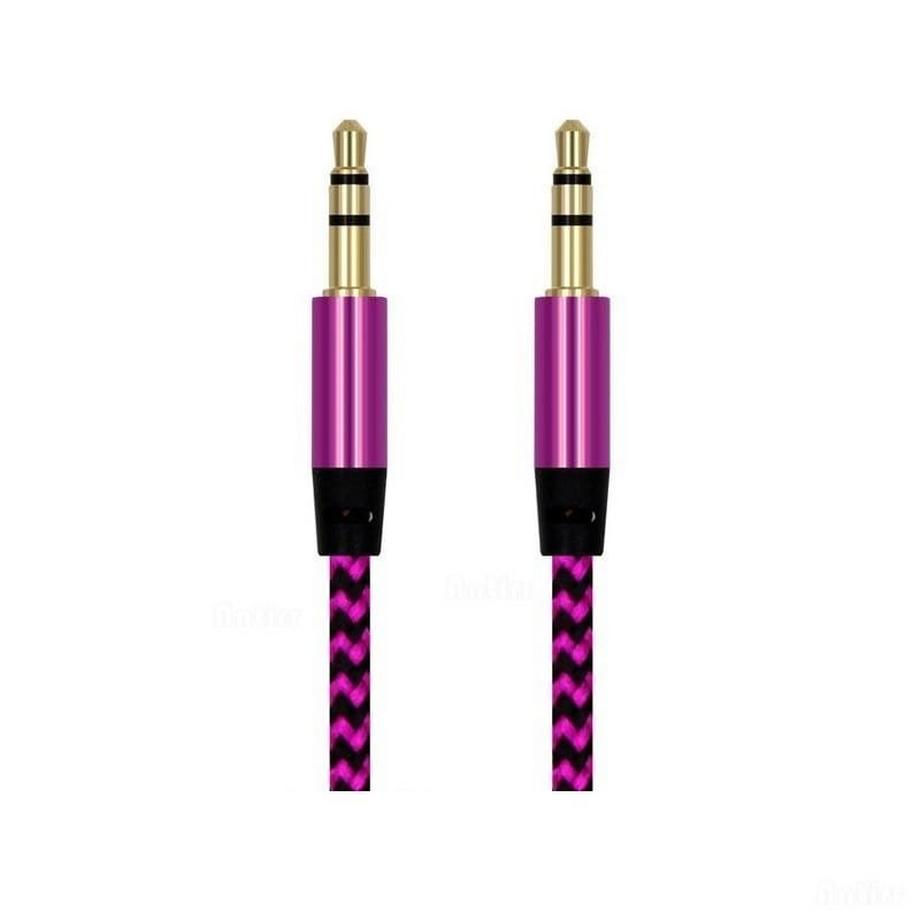 eStore  1 m gewebtes 3,5-mm-Aux-Kabel – Rosa 