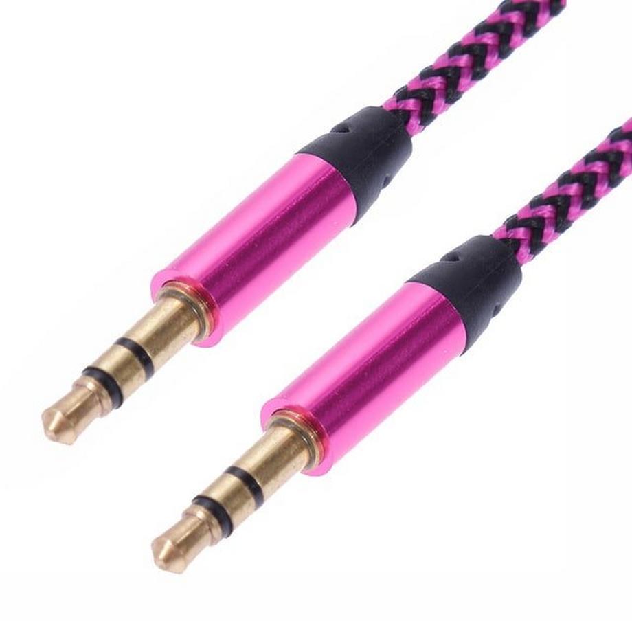 1 m gewebtes 3,5-mm-Aux-Kabel – Rosa