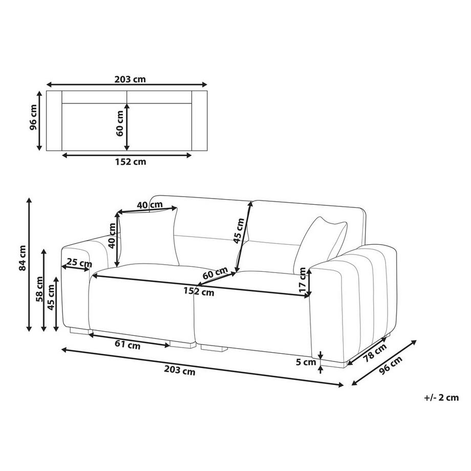 Beliani Canapé 3 places en Tissu Scandinave FAUSKAN  