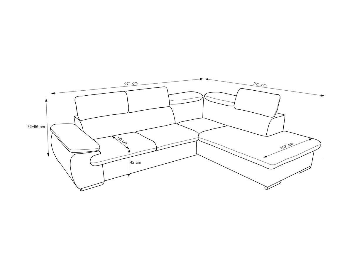 Vente-unique Divano letto angolare con contenitore in tessuto Nero Angolo a sinistra FABIEN  