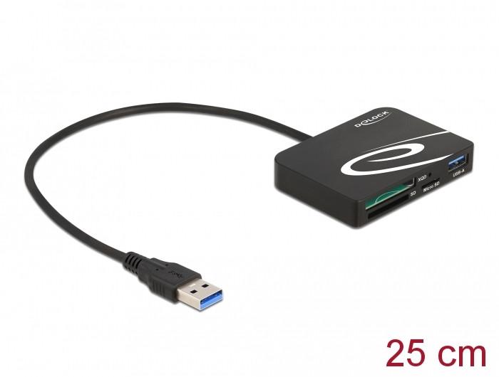 DeLock  LECTEUR POUR CARTES DE M�MOIRE XQD / SD / MICRO SD + PORT USB TYPE-A 