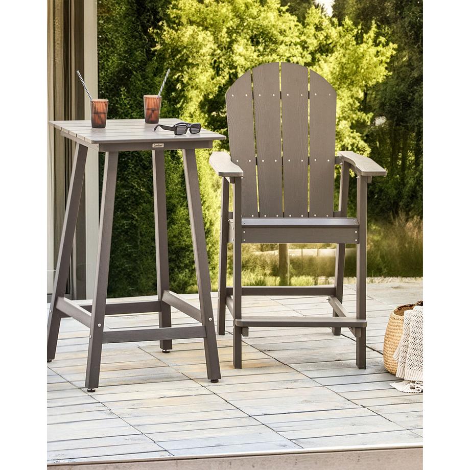 Beliani Garten-Barstuhl aus Kunstholz Rustikal ADIRONDACK  