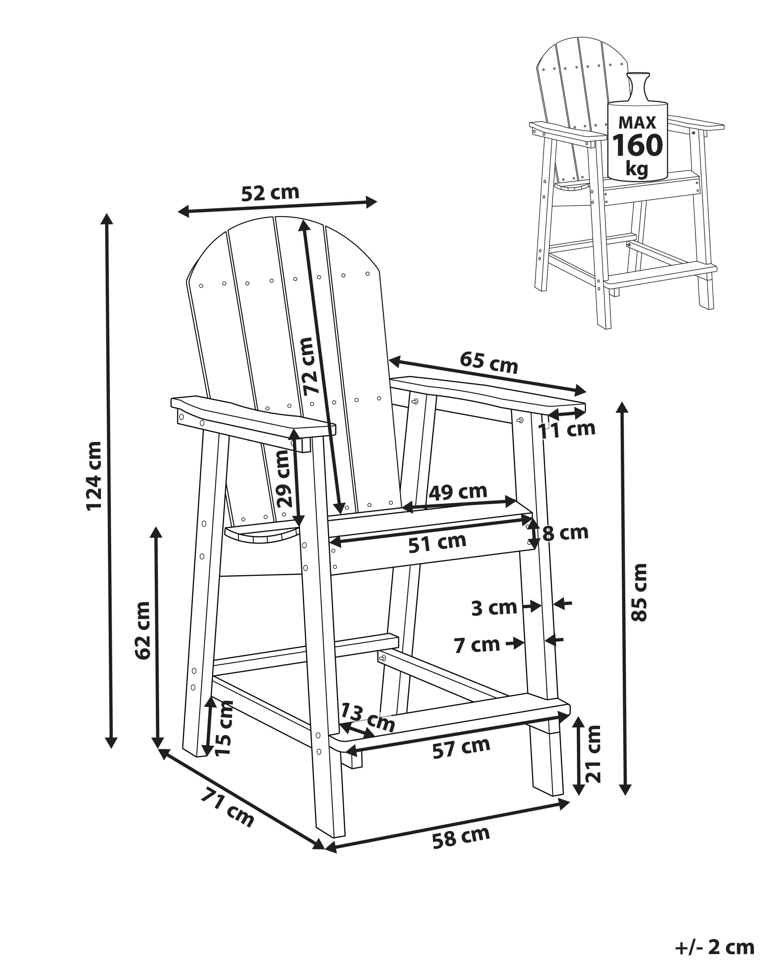 Beliani Chaise de bar de jardin en Bois synthétique Rétro ADIRONDACK  