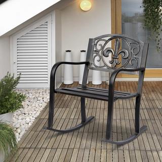 Outsunny Sedia A Dondolo Sedia Da Giardino Design Antico Metallo Bronzo  