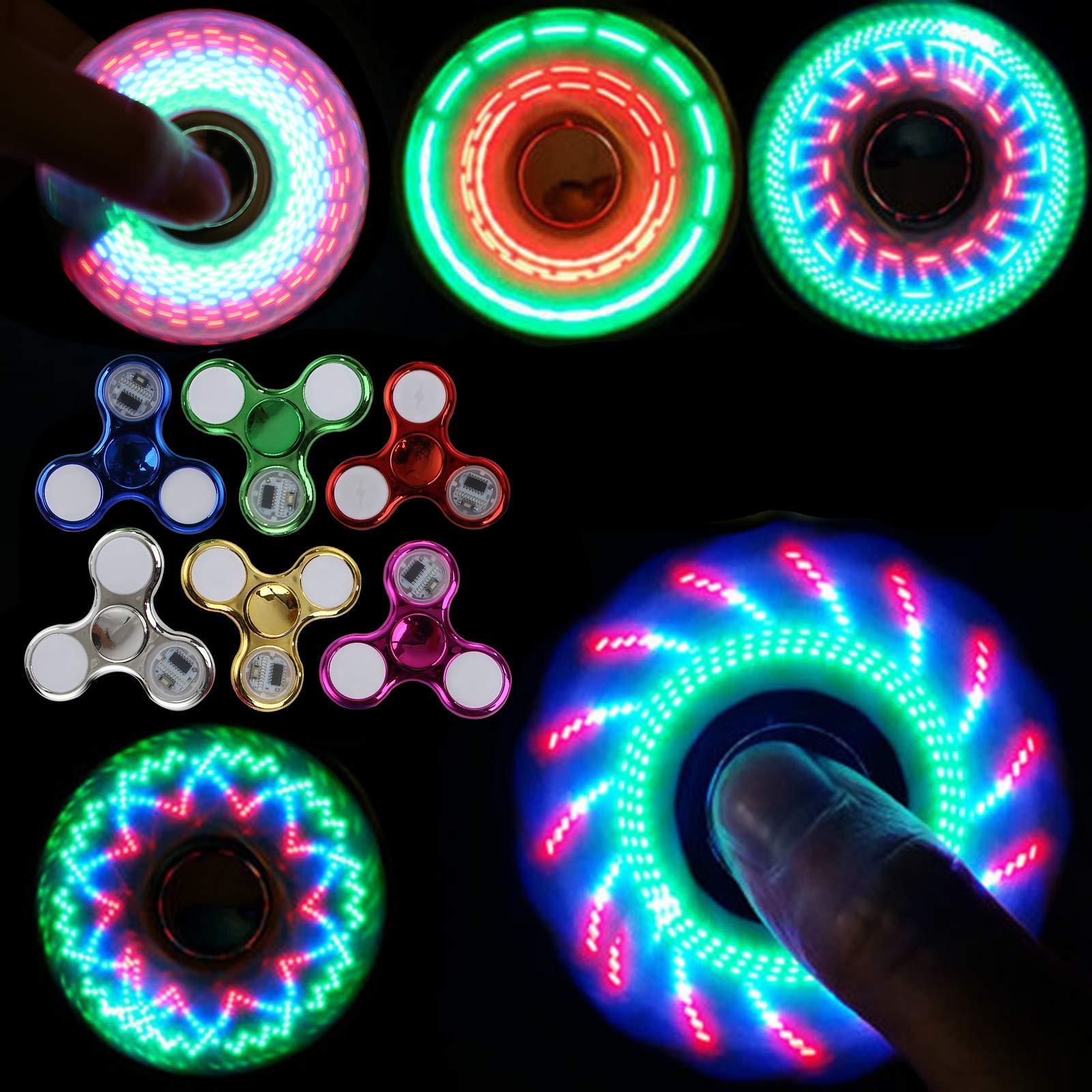 Activity-board  6 Stück Fidget Spinner, LED beleuchtetes Fidget Spinner Spielzeug für Kinder und Erwachsene, glow-in-the-dark Party Zubehör, Angst Spielzeug, Stressabbau 