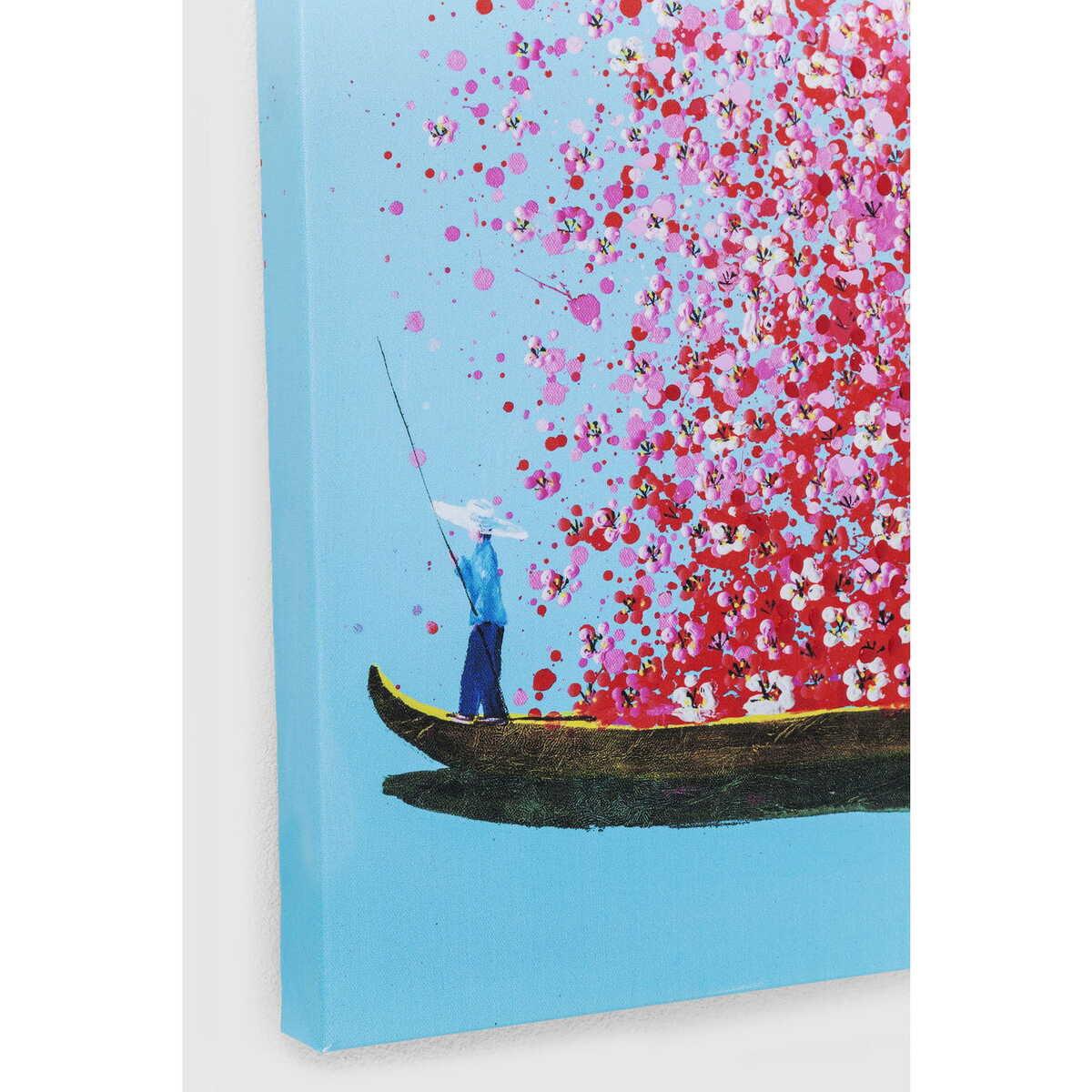 KARE Design Tableau Touched Flower Boat Bleu Rose 100x80cm  