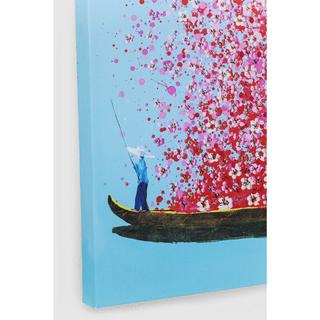 KARE Design Tableau Touched Flower Boat Bleu Rose 100x80cm  