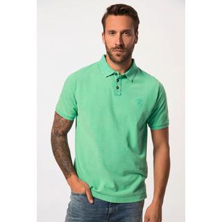 JP1880  Maglia polo di piqué dal look vintage con mezze maniche blu turchese 