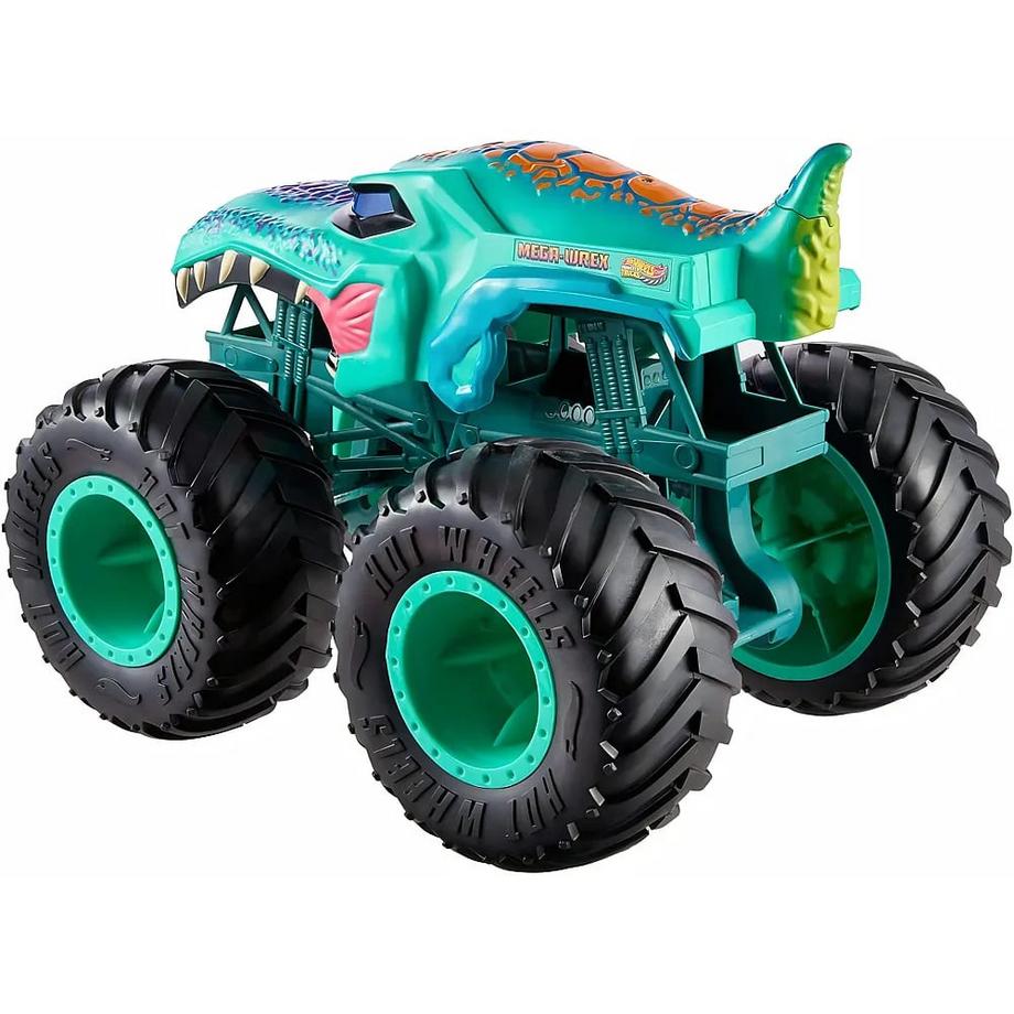 Hot Wheels  Camion giocattolo Colossal Mega-Wrex con grandi ruote e dettagli luminosi 