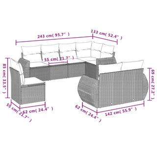 VidaXL Ensemble de canapés de jardin rotin synthétique  