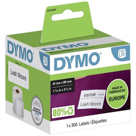 Dymo  Etiketten Rolle 11356  89 x 41 mm Papier Weiß 300 St. Wiederablösbar Namensschild-Etiketten 