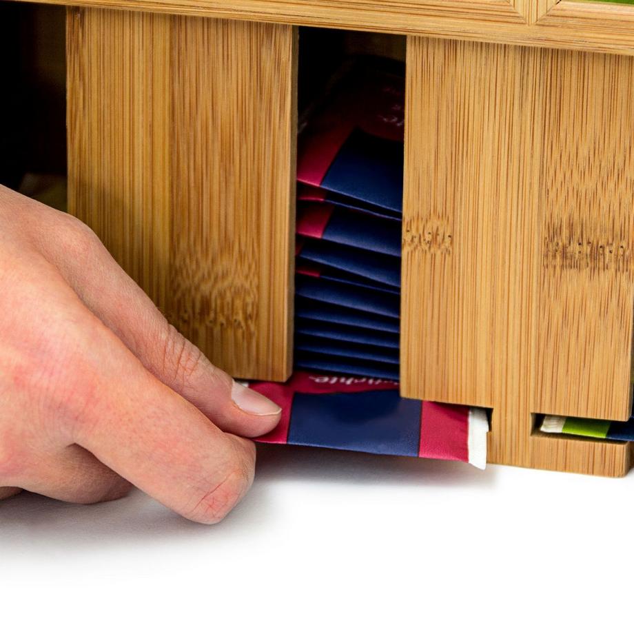 Northix Boîte à thé en bambou à 4 compartiments  