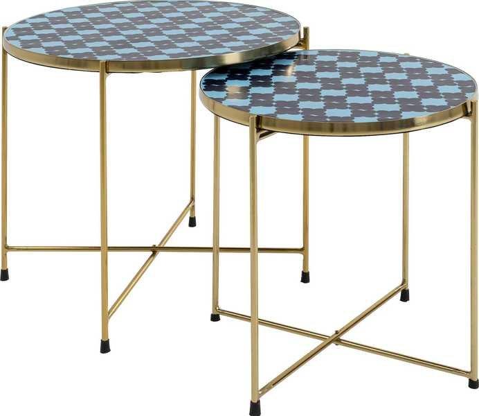 KARE Design Tavolino Priya blu (set di 2)  