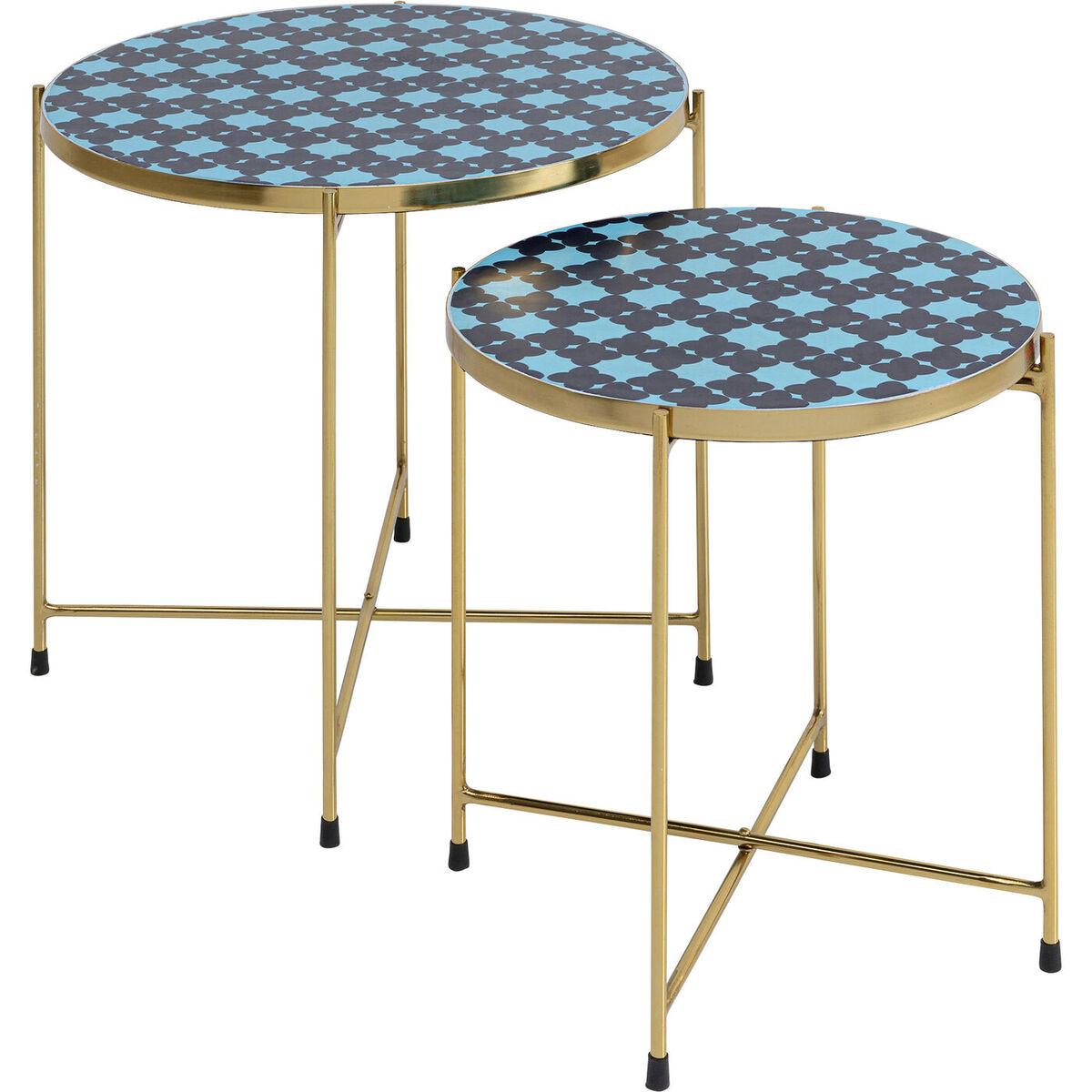KARE Design Table d&#039;appoint Priya bleu (set de 2)  