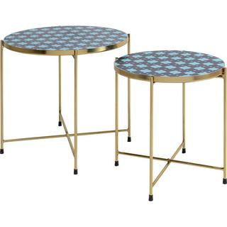 KARE Design Table d&#039;appoint Priya bleu (set de 2)  
