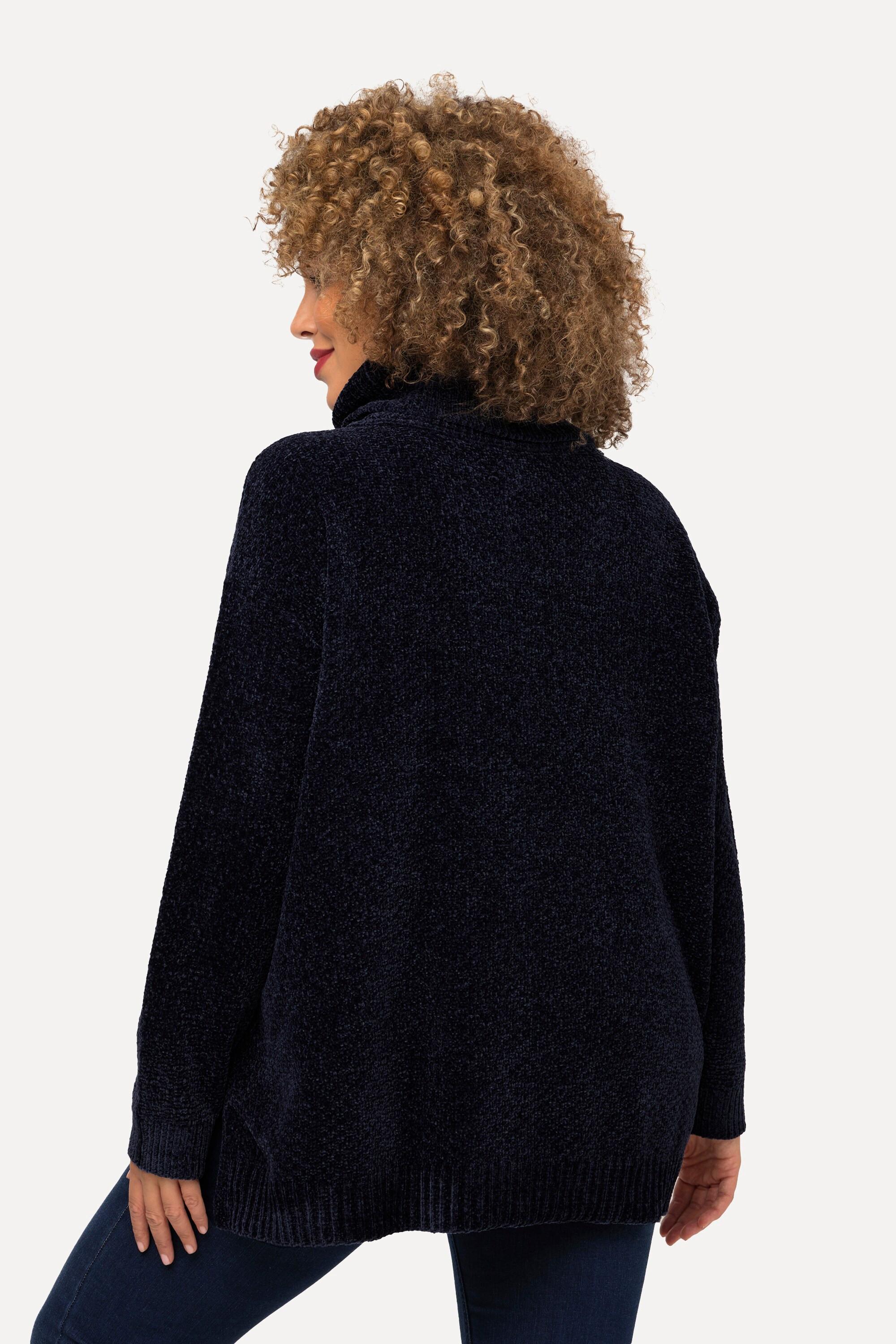 Ulla Popken  Pullover di ciniglia dal taglio oversize con collo alto e maniche lunghe 