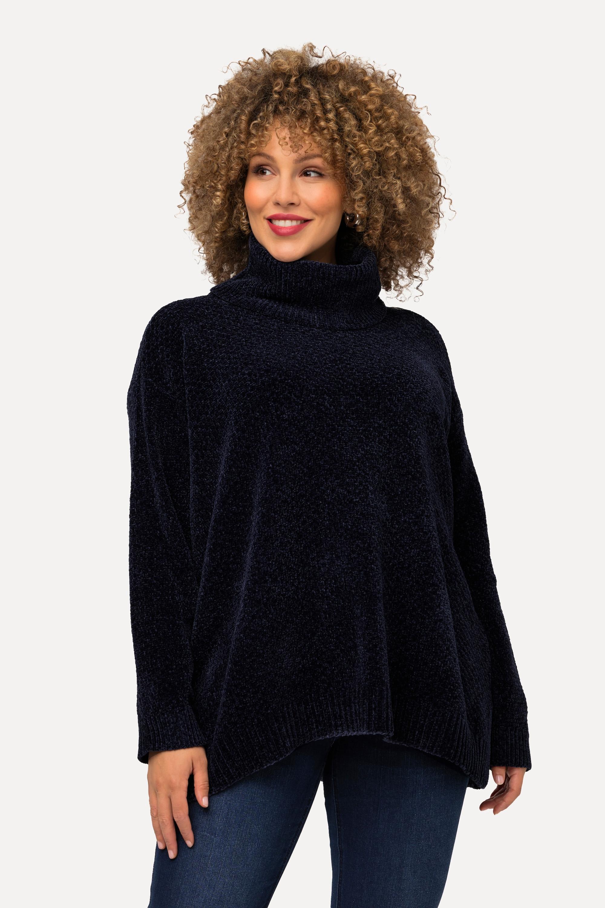 Ulla Popken  Pull oversize en maille chenille, col montant et manches longues 