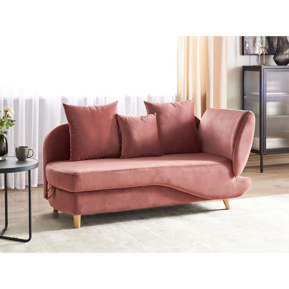 Beliani Chaise longue côté droit en Velours Rétro MERI  