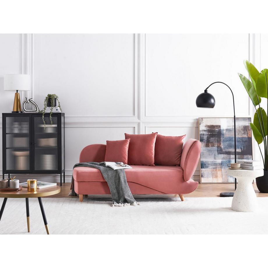 Beliani Chaise longue côté droit en Velours Rétro MERI  