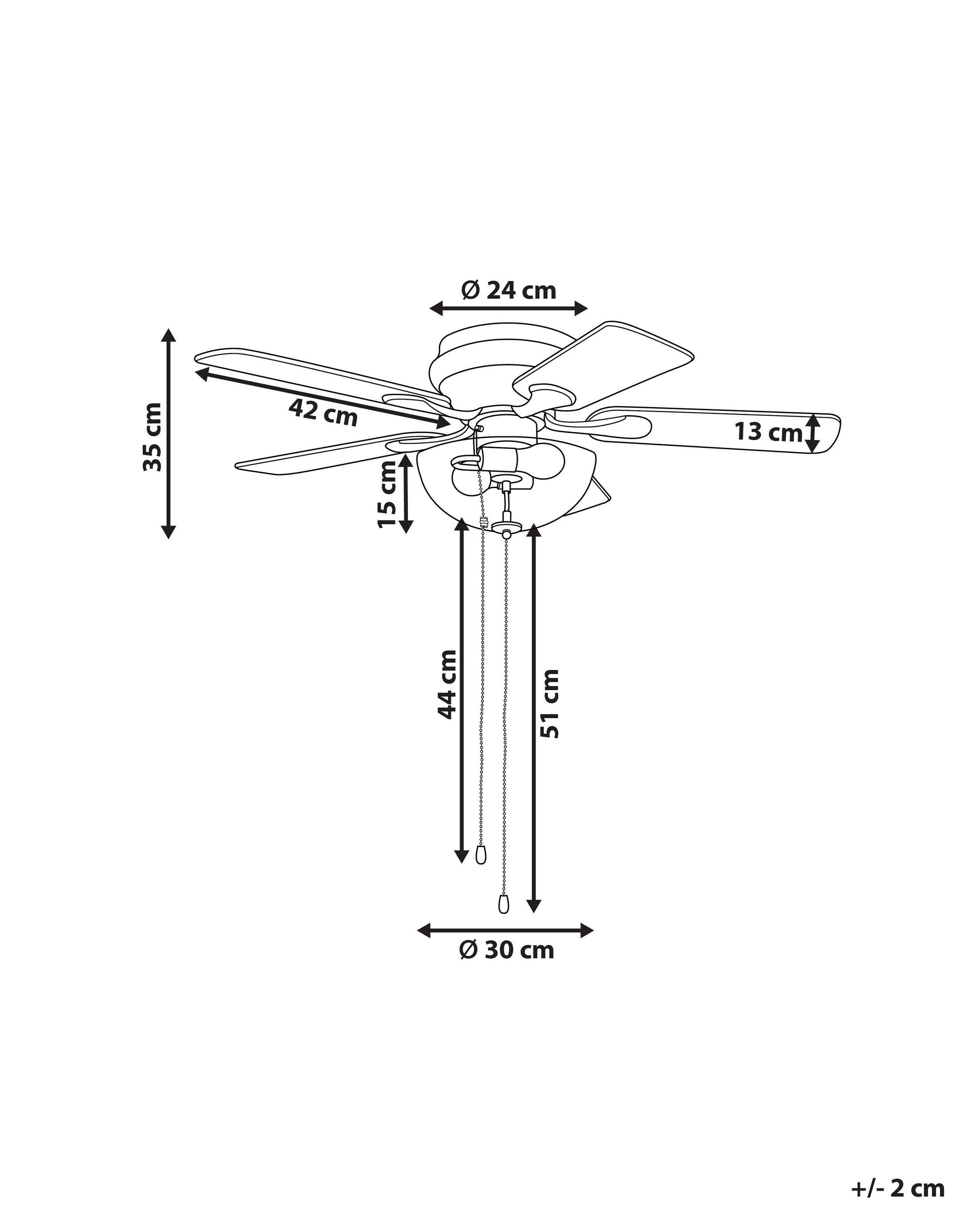 Beliani Ventilateur de plafond avec lampe en Métal Traditionnel SIRAMA  