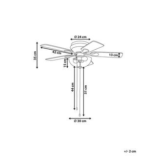 Beliani Ventilateur de plafond avec lampe en Métal Traditionnel SIRAMA  