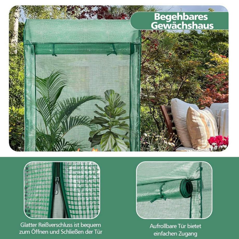 Northix Gartengewächshaus 100 x 50 x 170 cm Begehbares Gartengewächshaus Grün  